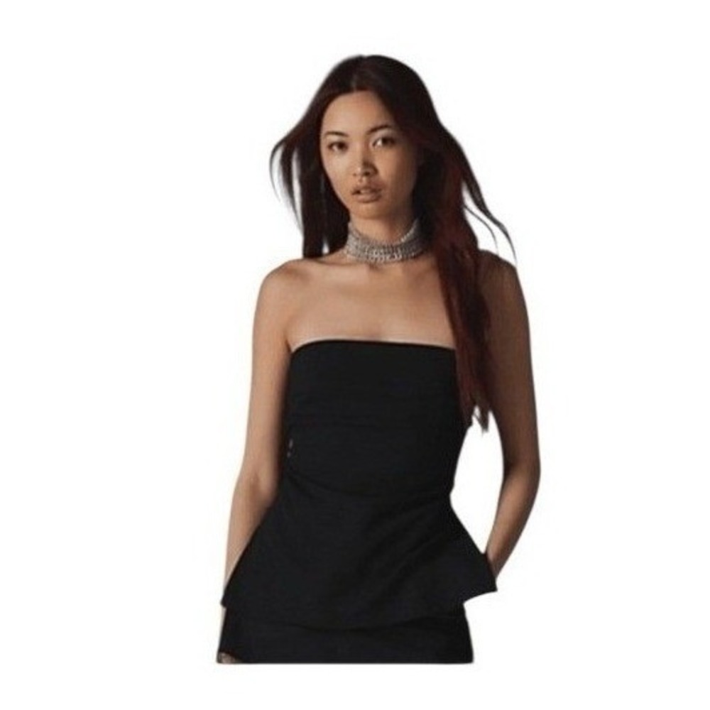 Silence + Noise Aubree Strapless Lace-Up Top Black‎ S